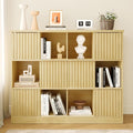 iPormis 12 Cube Bookcase with 6 Fluted Sliding Doors, 3 Tier Wooden Bookshelf by iPomis
