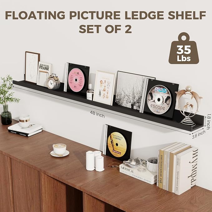 Axeman 48 Inch Black Floating Shelves - Image 3