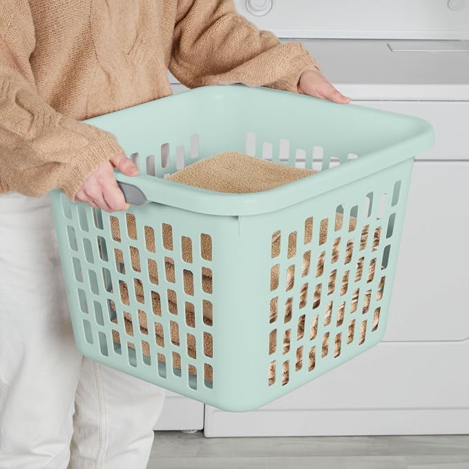 Sterilite Laundry Basket, Plastic Clothes Hamper, Large Square Bin - Image 4