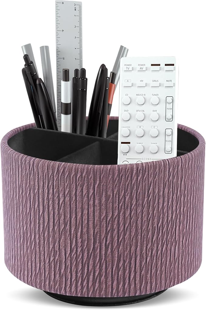 Round Leather Art Supply Organizer, Remote Control Holder, 360 Degree Spinning by Unknown