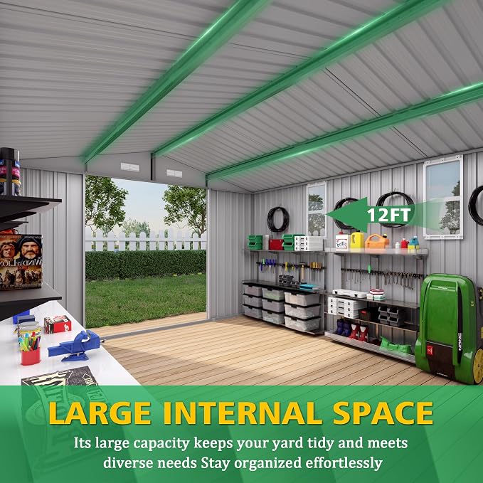 Metal Storage Shed, 10 X 12 FT Lockable Outdoor Tool Shed - Image 5