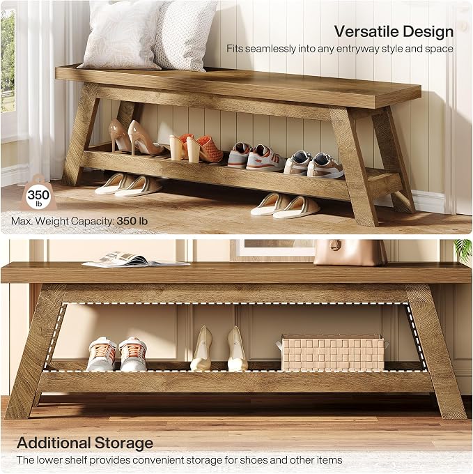 Tribesigns 55" Wood Entryway Bench - Image 6