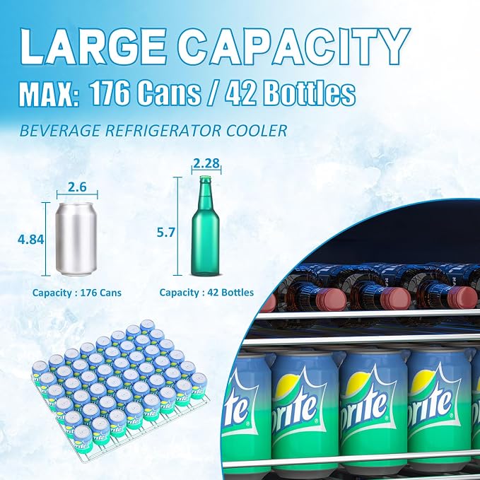 Beverage Refrigerator Cooler, 190 Can Mini Fridge Glass Door - Image 7