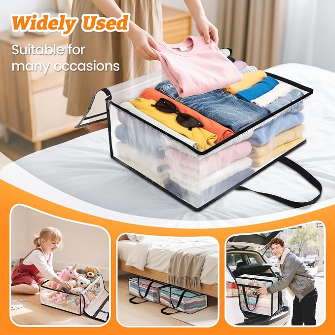 BlissTotes 4 Pack Clear Clothes Storage Bags, Moving Bags, Foldable Blanket - Image 5