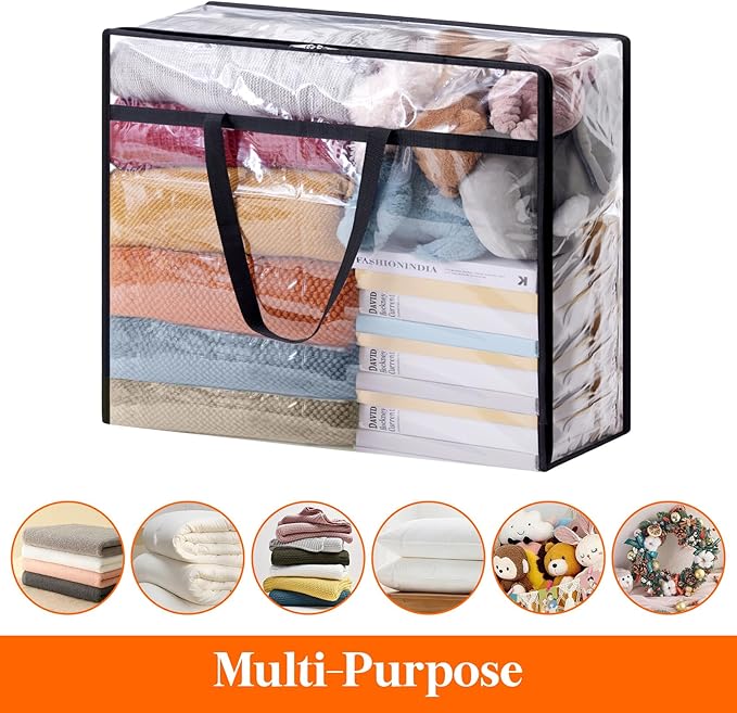 Lifewit 110L Large Clear Clothes Storage Bags, 2 Pack Plastic Vinyl Foldable - Image 4