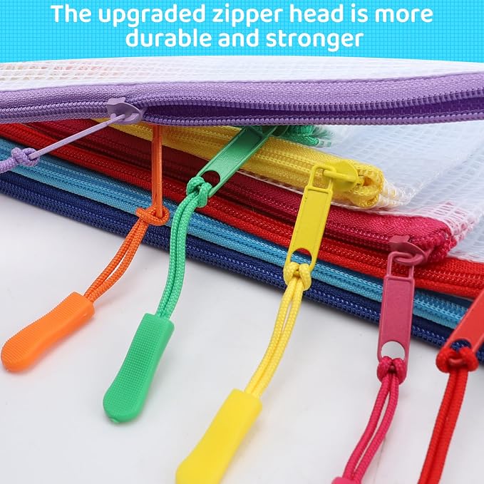 24pcs Mesh Zipper Pouch File Bags Puzzle Storage Bags, A4 13x9 Inches Large - Image 3