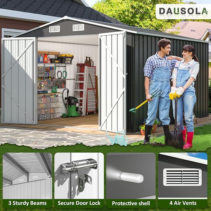 10x12 FT Outdoor Storage Shed, Metal Garden Tool Shed - Image 3