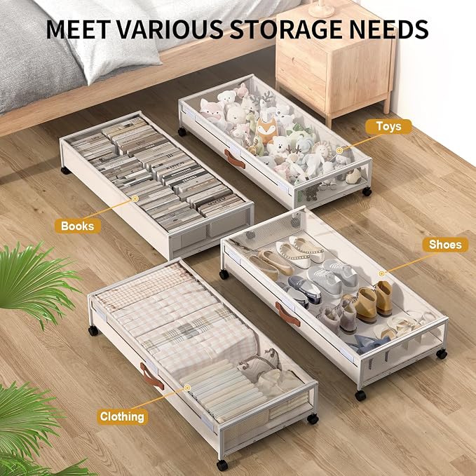 Under Bed Storage with Wheels, XXXL Larger Under Bed Storage Containers with - Image 6