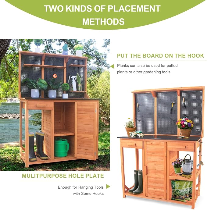 Outdoor Potting Bench, Wooden Potting Table - Image 2