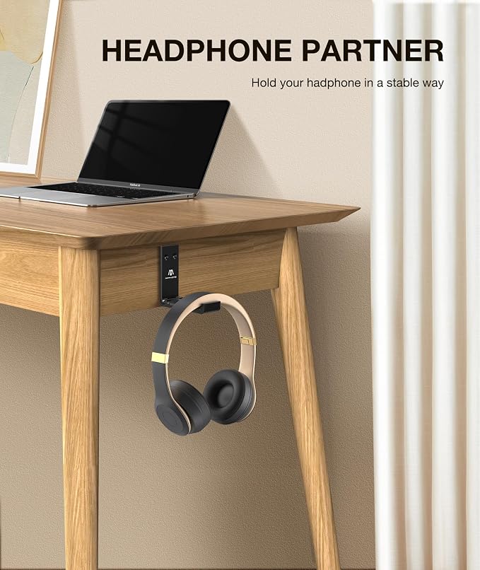 Headphone Stand Hanger Foldable Wall Hooks, Save Space Durable Aluminum Headset - Image 2