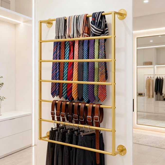 Wall Mounted Display Rack, 7-Layer Wrapping Paper Ribbon Organizer Scarves Tie - Image 3
