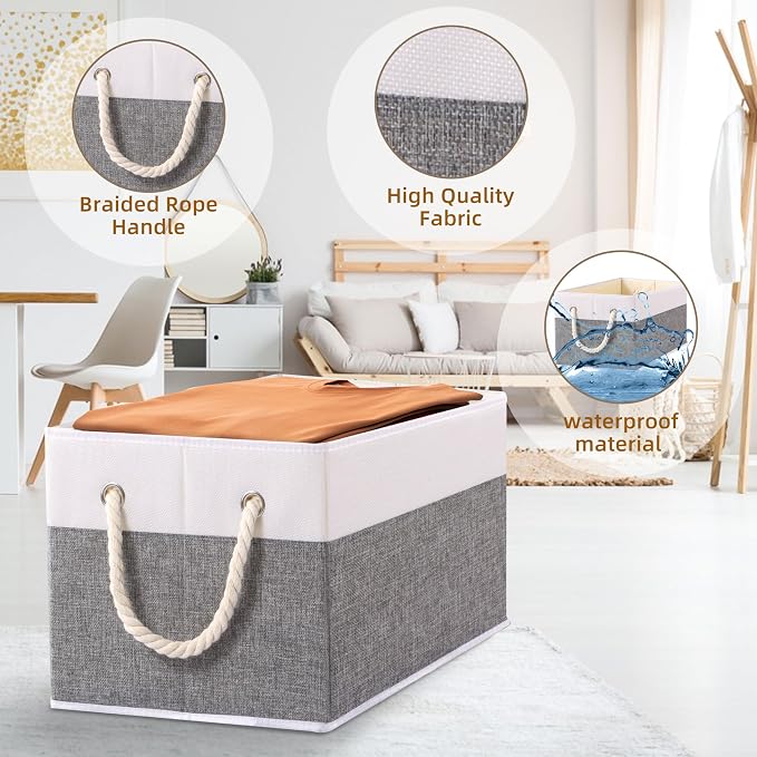 Yawinhe Foldable Storage Basket 3-Pack, Large Fabric Bins - Image 8