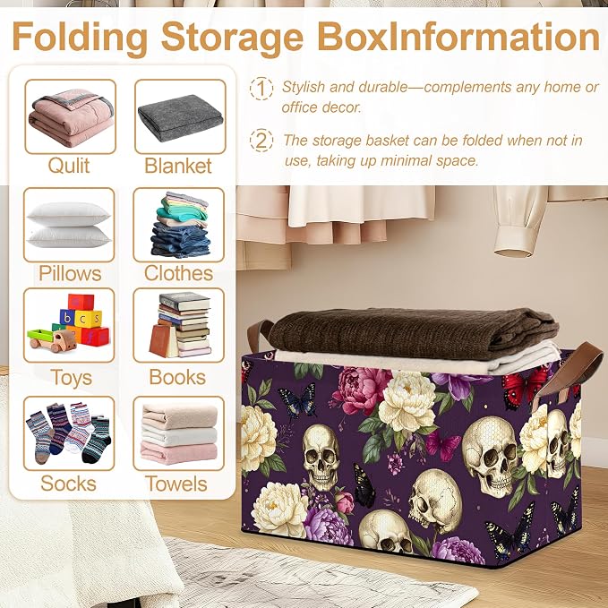 Purple Flower Skeleton Storage Bins - Image 5