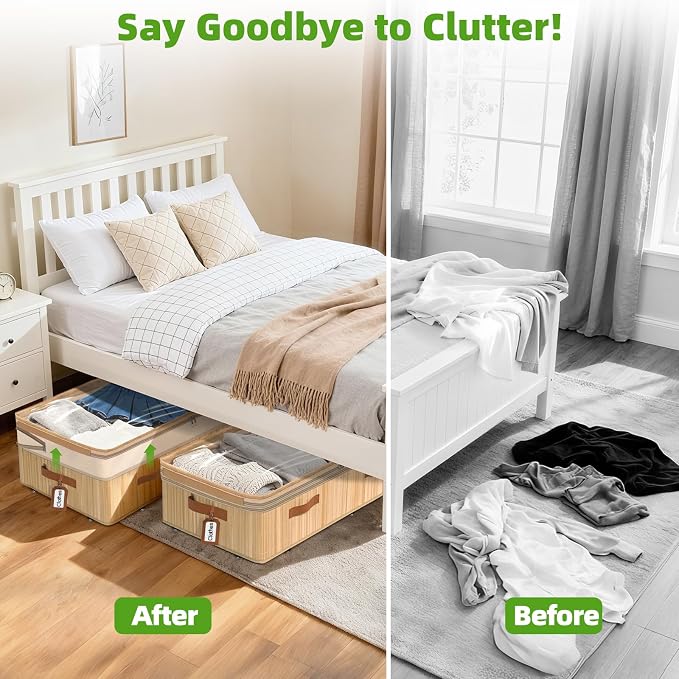Livole 2 Pack Bamboo Under Bed Storage - Image 8