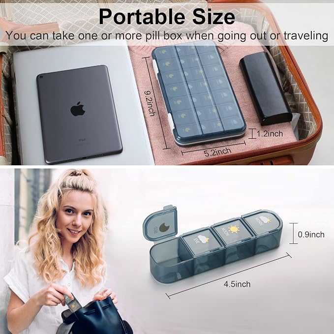 Pill Organizer 4 Times A Day, Pill Box 4 Times A Day 7 Day - Image 6