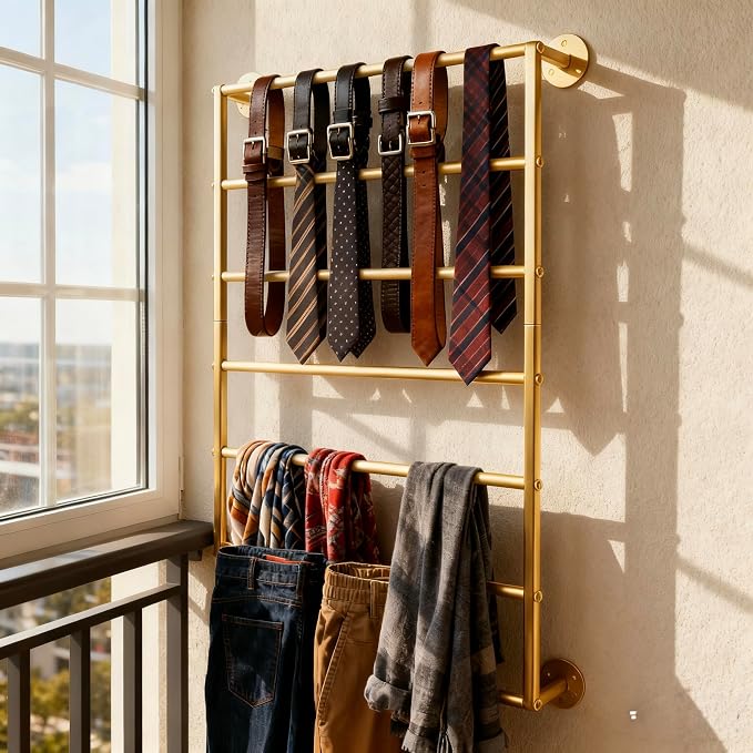 Wall Mounted Display Rack, 7-Layer Wrapping Paper Ribbon Organizer Scarves Tie - Image 6