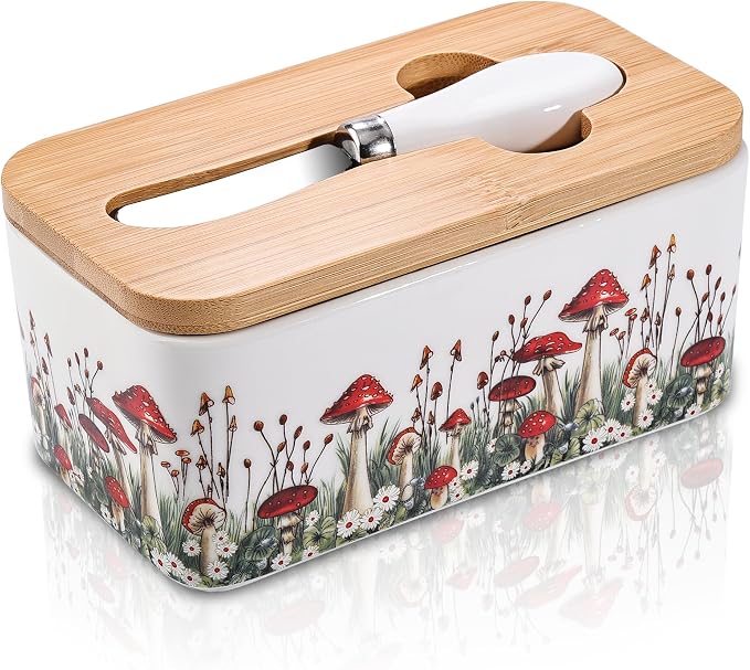 Fungi Fun Ceramic Mushroom Butter Dish - Image 8