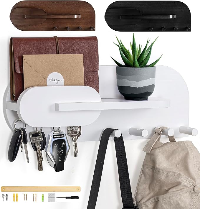 White Solid Wood Mail and Key Holder by ParkwayHome