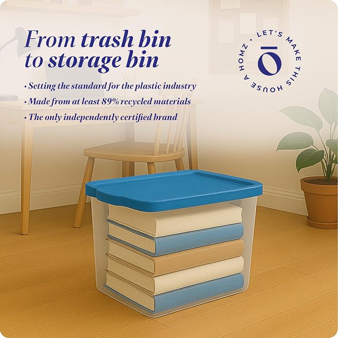 HOMZ 2-Pack Snaplock, Large Clear Plastic Storage Organizer Bins w/Lids - Image 7