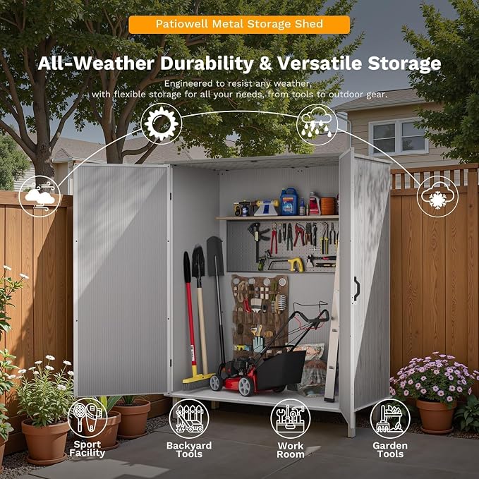 Patiowell Outdoor Storage Shed 5x3 FT, Plastic Garden Organizer Cabinet - Image 5