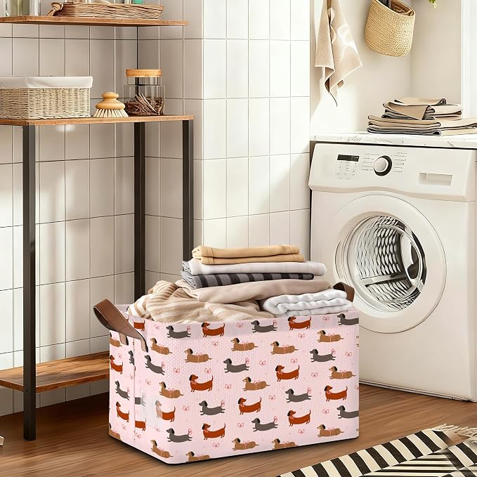 Storage Bin with Handles, Dachshund Collapsible Laundry Baskets - Image 7