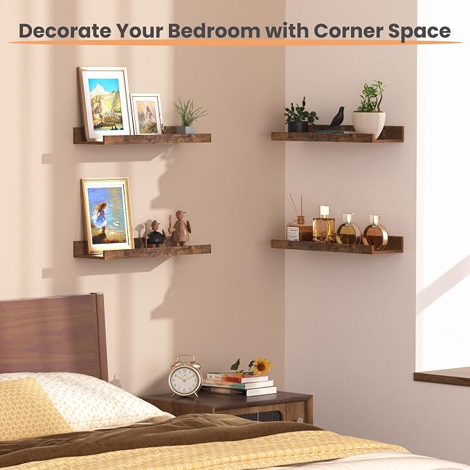 upsimples Floating Shelves for Wall, Wall Shelves for Decor Storage Set of 6 - Image 5