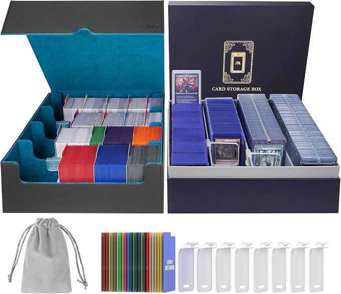 AFIING Trading Card Storage Box 6000+ Capacity – DIY Toploader Case w/ 24 by AFIING
