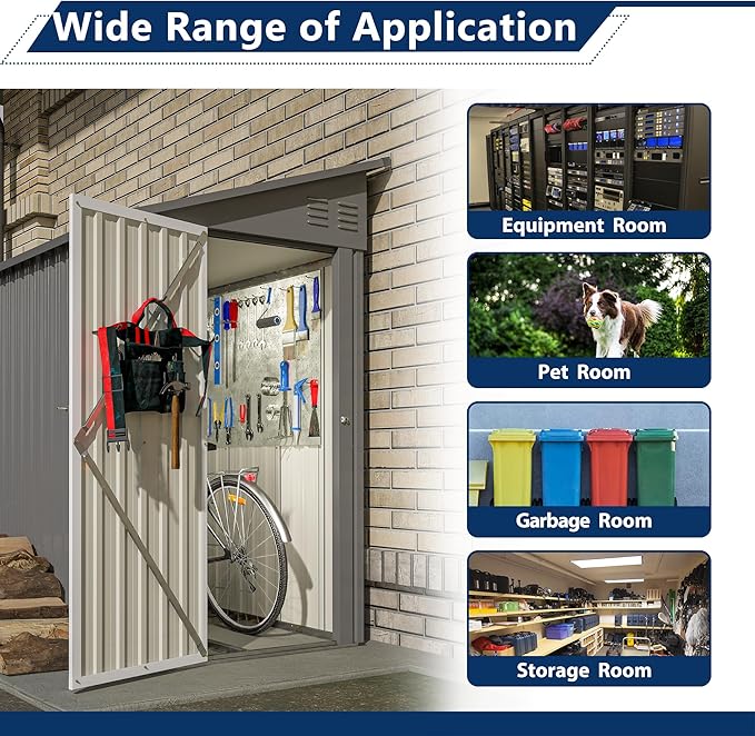 Outdoor Metal Storage Shed 4 x 8 ft, Garden Shed Lean to shed - Image 6