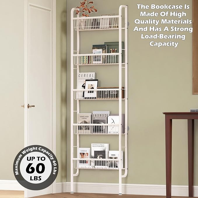 COVAODQ Pantry Spice Rack Narrow Bookshelves Behind The Door - Image 3