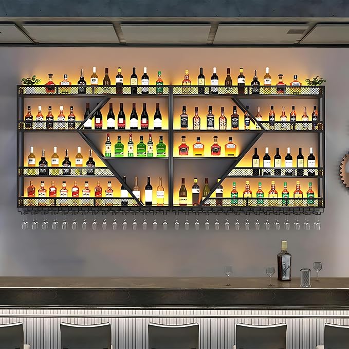 79inch Metal Wine Rack Wall Mounted, Modern Wine Storage Rack Wall Mounted - Image 3