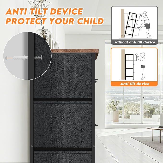 Curved Profile Dresser for Bedroom, Chest of Drawers, 9 Storage Drawers - Image 5