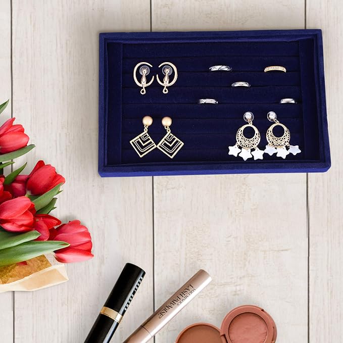 Valyria Velvet 7 Slots Ring Earrings Trays Showcase Display Jewelry Organizer - Image 5