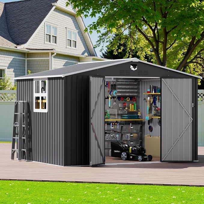 10x8 FT Outdoor Storage Shed, Metal Garden Shed - Image 3