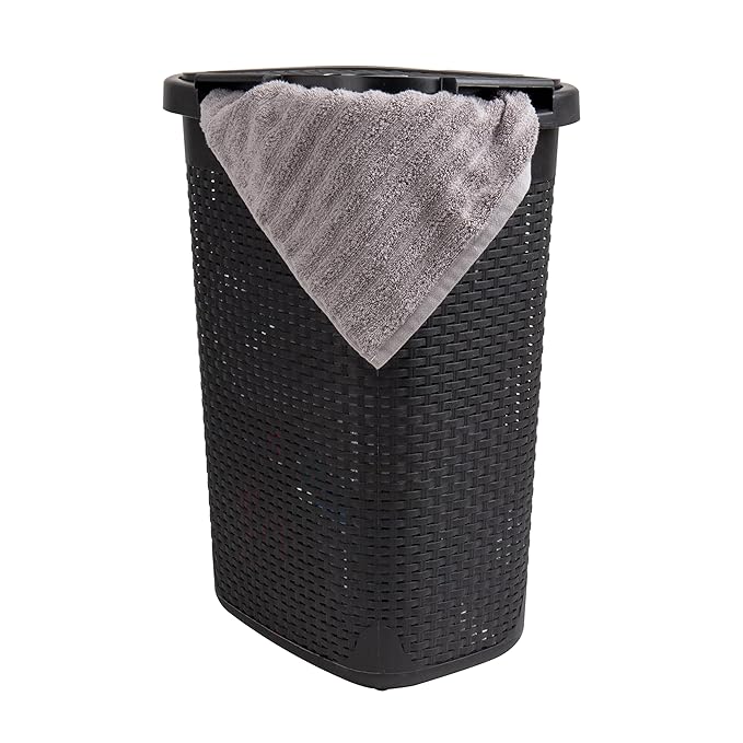 Mind Reader 60L Slim Laundry Hamper, Clothes Basket, Wicker Design, 17.65"L x by MindReader