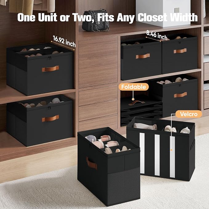 Shoe Organizer for Closet, 2 Pack Foldable Shoe Storage Organizer - Image 3