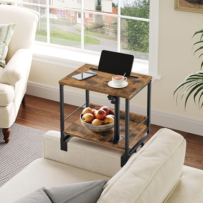 Bedside Shelf, Bed Shelf with 360° Rotating and Height-Adjustable Tray - Image 5
