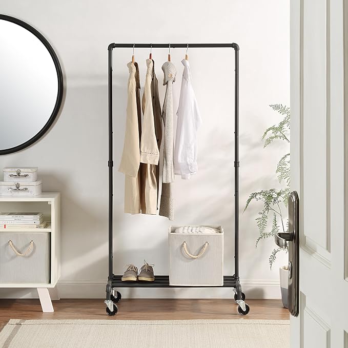 SunnyPoint Industrial Loft Style Rolling Garment Rack - Image 2