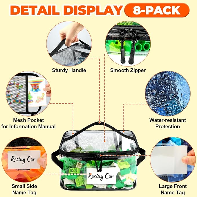 8 Pack Clear Toy Storage Bag - Image 4