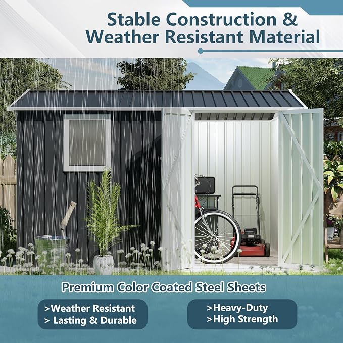 9 * 6 FT Metal Garden Storage Sheds - Image 5