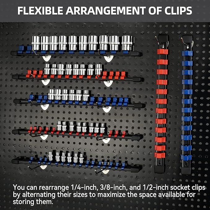 Socket Organizer Drive ABS Tools-Socket Holder, 3/8-Inch x 135 Clips, 1/2-Inch - Image 6