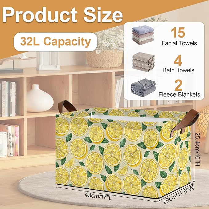 Lemon Storage Bin with Handles, Basket Storage Organizer - Image 2