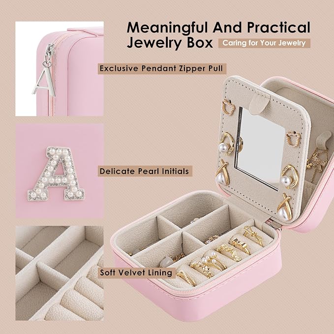 Initial Jewelry Box, Travel Jewelry Case, Gift - Image 3