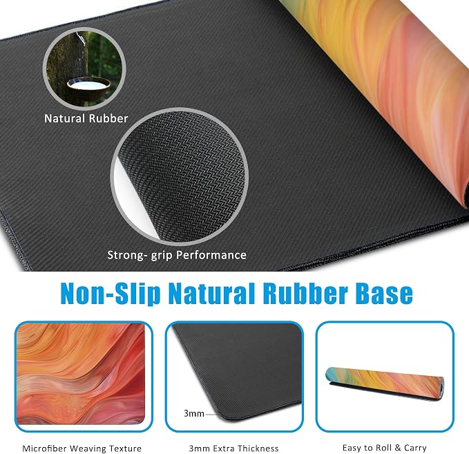 Abstract Marble Desk Mat, Large Gaming Mouse Pad, Non-Slip Rubber Base Pad - Image 5