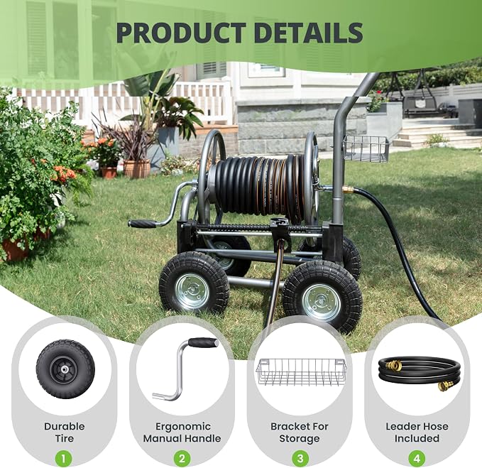 Giraffe Tools Garden Hose Reel Cart, Cart - Image 5