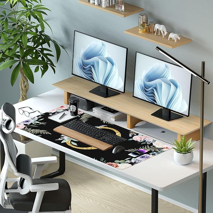Desk Pad, Flower Golden Letters O Extended Gaming Mouse Pad Large, 35.4"x15.7" - Image 7
