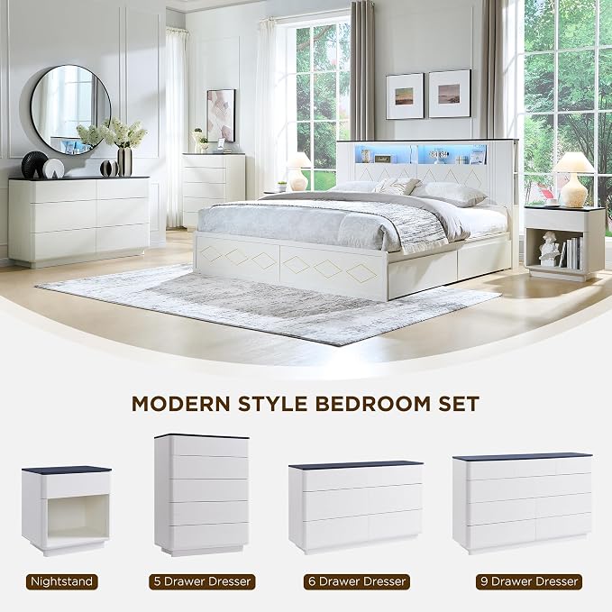 ACCOHOHO Modern 5 Drawer Dresser - Image 3
