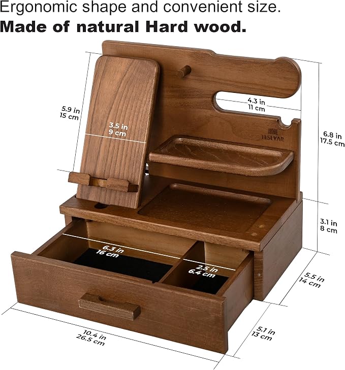 TESLYAR Wood Phone Docking Station - Image 8