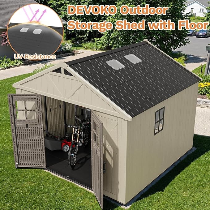 Devoko 10x8 FT Resin Outdoor Storage Shed - Image 2