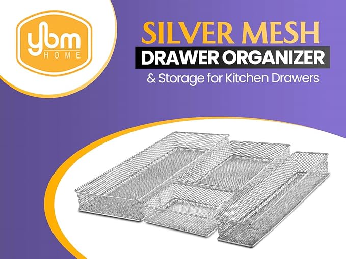 YBM HOME Silver Mesh Drawer Cabinet and or Shelf Organizer Bins, School Supply - Image 3