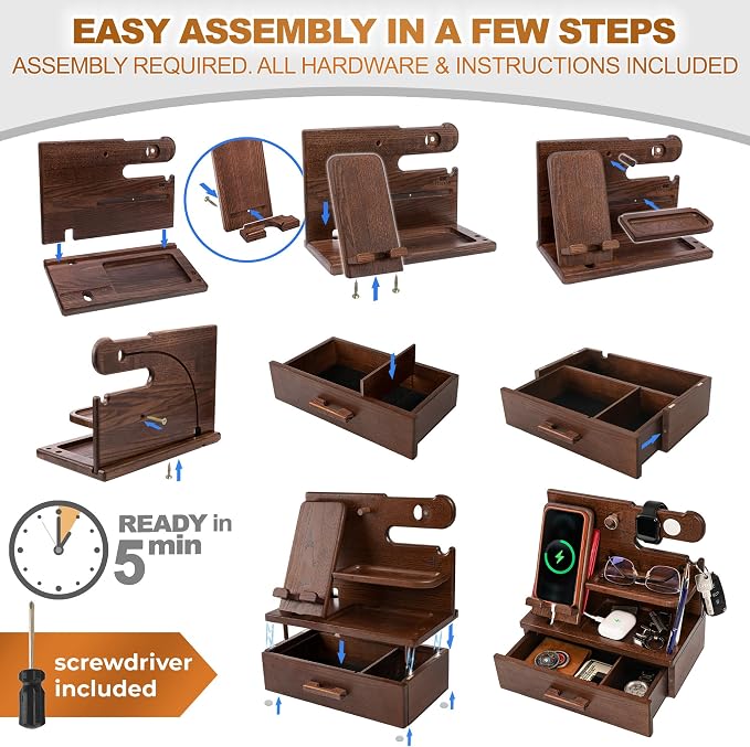 TESLYAR Wood Phone Docking Station - Image 8